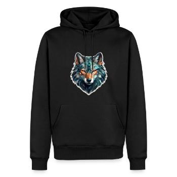 Wolf - Illustration - Männer Premium Bio Hoodie - Schwarz - Vorne - Nico (187cm)