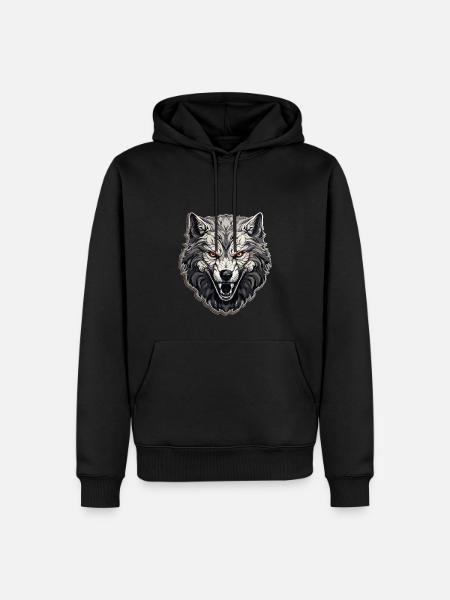 Wolf - Illustration - Men’s Premium Organic Hoodie - black