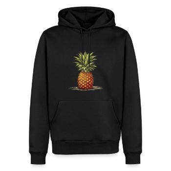 Ananas - Illustration - Männer Premium Bio Hoodie - Schwarz - Vorne - Nico (187cm)