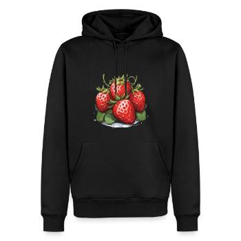 Fraise - illustration - Sweat à capuche Premium bio Homme - noir - Devant - Nico (187cm)