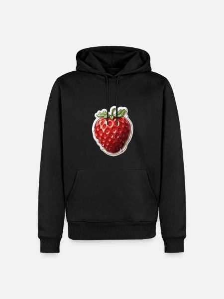Fraise - illustration - Sweat à capuche Premium bio Homme - noir