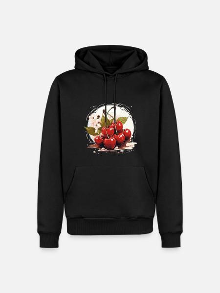 Cherry - illustration - Men’s Premium Organic Hoodie - black