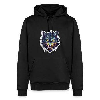 Wolf - Illustration - Männer Premium Bio Hoodie - Schwarz - Vorne - Nico (187cm)