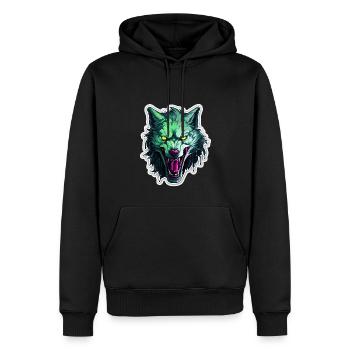 Wolf - Illustration - Männer Premium Bio Hoodie - Schwarz - Vorne - Nico (187cm)