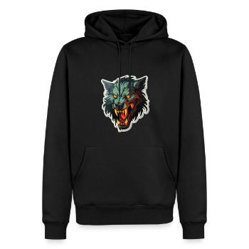 Wolf - Illustration - Männer Premium Bio Hoodie - Schwarz - Vorne - Nico (187cm)