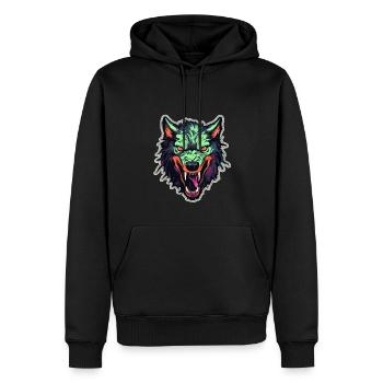 Wolf - Illustration - Männer Premium Bio Hoodie - Schwarz - Vorne - Nico (187cm)
