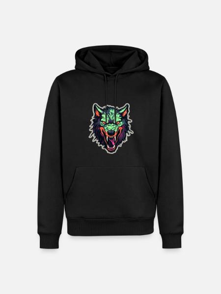 Wolf - Illustration - Men’s Premium Organic Hoodie - black