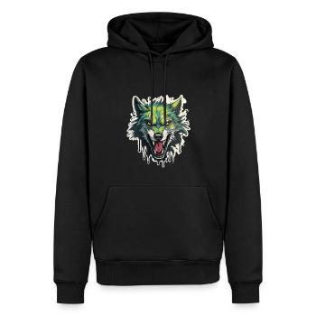 Loup - Illustration - Sweat à capuche Premium bio Homme - noir - Devant - Nico (187cm)