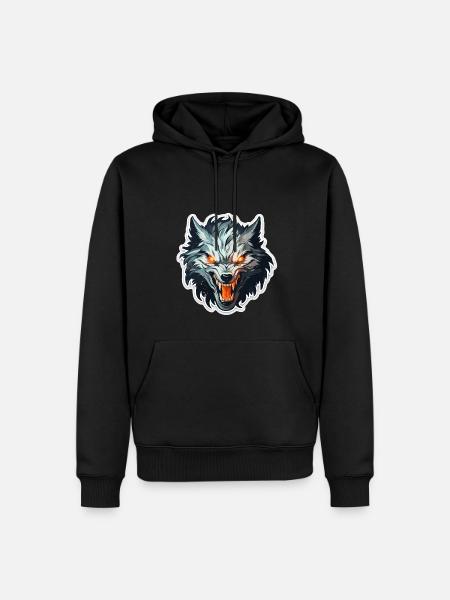 Wolf - Illustration - Men’s Premium Organic Hoodie - black