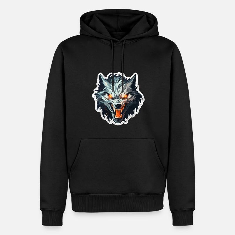 Wolf - Illustration - Männer Premium Bio Hoodie - Schwarz