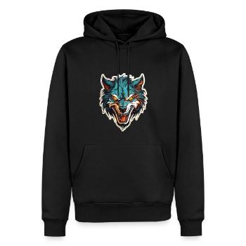 Wolf - Illustration - Männer Premium Bio Hoodie - Schwarz - Vorne - Nico (187cm)
