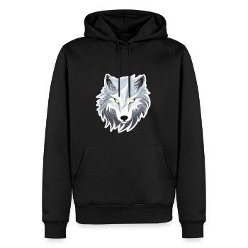 Wolf - Illustration - Männer Premium Bio Hoodie - Schwarz - Vorne - Nico (187cm)