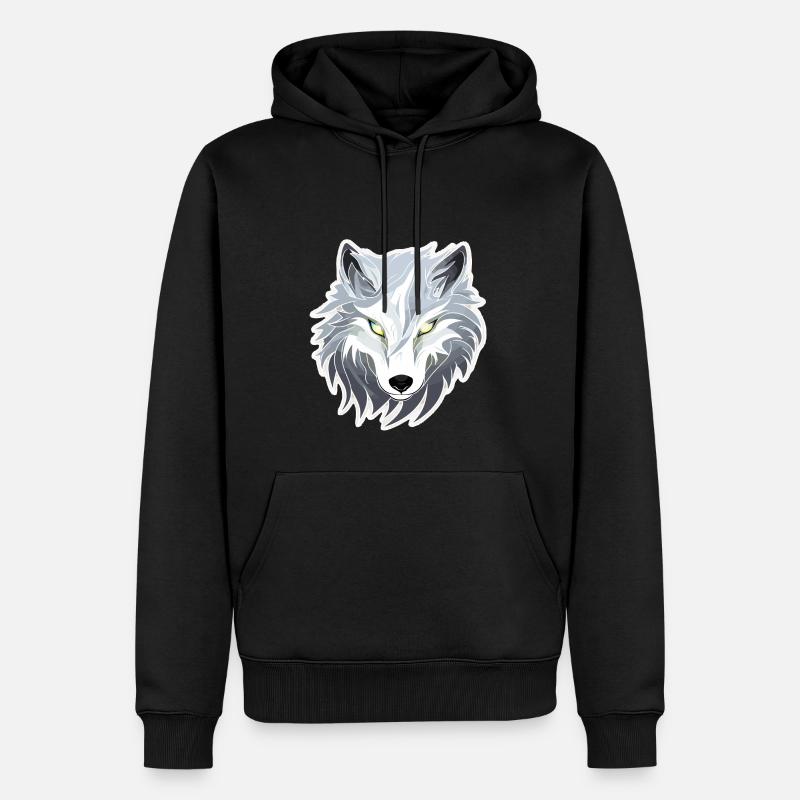 Loup - Illustration - Sweat à capuche Premium bio Homme - noir