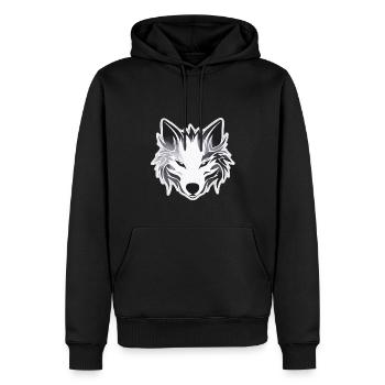 Wolf - Illustration - Männer Premium Bio Hoodie - Schwarz - Vorne - Nico (187cm)