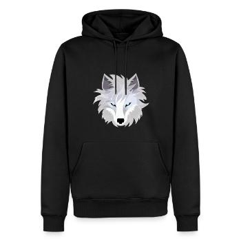 Wolf - Illustration - Männer Premium Bio Hoodie - Schwarz - Vorne - Nico (187cm)