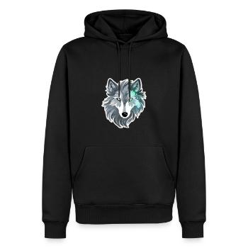Wolf - Illustration - Männer Premium Bio Hoodie - Schwarz - Vorne - Nico (187cm)