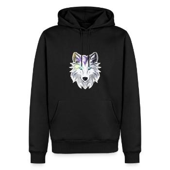 Wolf - Illustration - Männer Premium Bio Hoodie - Schwarz - Vorne - Nico (187cm)