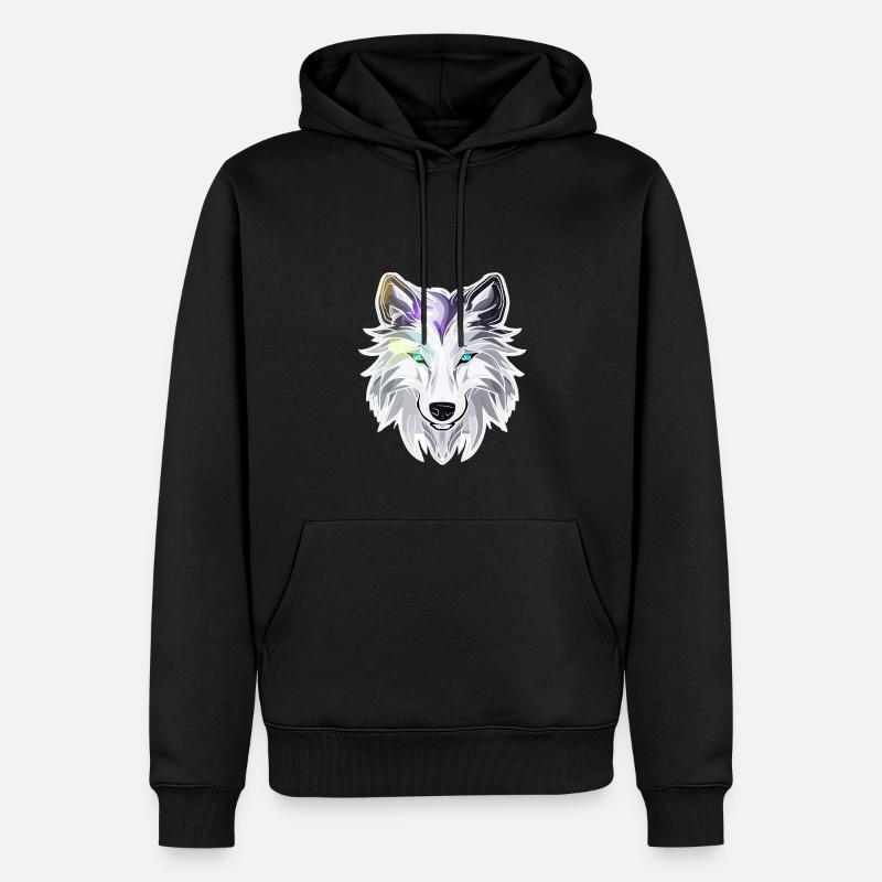 Wolf - Illustration - Männer Premium Bio Hoodie - Schwarz