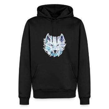 Wolf - Illustration - Männer Premium Bio Hoodie - Schwarz - Vorne - Nico (187cm)