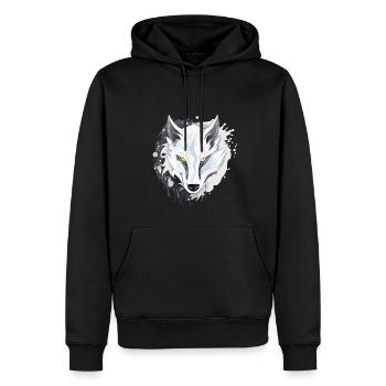 Wolf - Illustration - Männer Premium Bio Hoodie - Schwarz - Vorne - Nico (187cm)