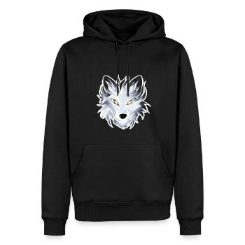 Loup - Illustration - Sweat à capuche Premium bio Homme - noir - Devant - Nico (187cm)