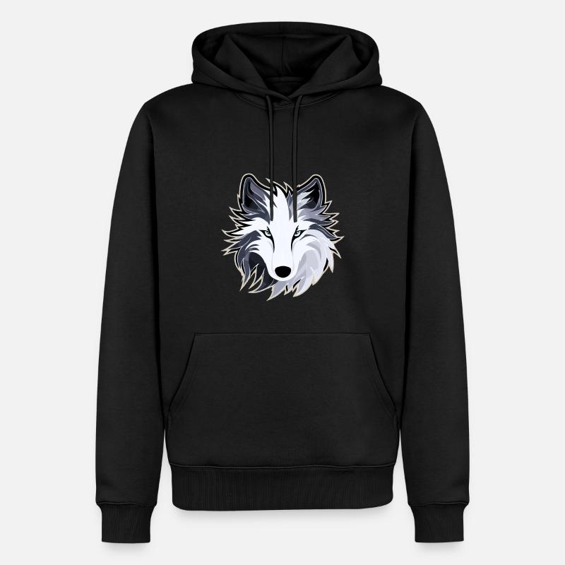 Wolf - Illustration - Männer Premium Bio Hoodie - Schwarz