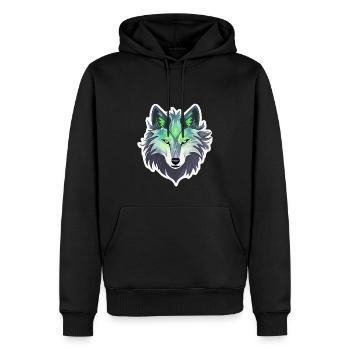 Loup - Illustration - Sweat à capuche Premium bio Homme - noir - Devant - Nico (187cm)