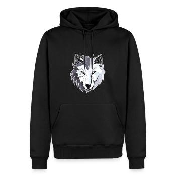 Wolf - Illustration - Männer Premium Bio Hoodie - Schwarz - Vorne - Nico (187cm)