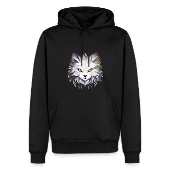 Chat - illustration - Sweat à capuche Premium bio Homme - noir - Devant - Nico (187cm)