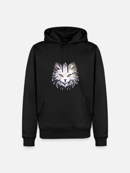 Cat - illustration - Men’s Premium Organic Hoodie - black