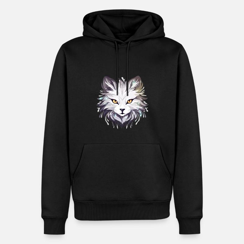 Katze - Illustration - Männer Premium Bio Hoodie - Schwarz