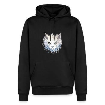 Chat - illustration - Sweat à capuche Premium bio Homme - noir - Devant - Nico (187cm)