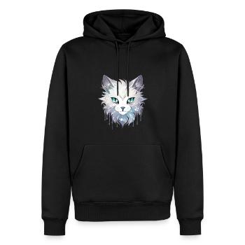 Chat - illustration - Sweat à capuche Premium bio Homme - noir - Devant - Nico (187cm)
