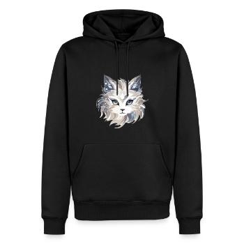 Chat - illustration - Sweat à capuche Premium bio Homme - noir - Devant - Nico (187cm)