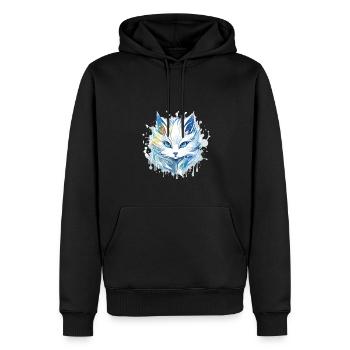 Chat - illustration - Sweat à capuche Premium bio Homme - noir - Devant - Nico (187cm)
