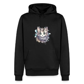 Chat - illustration - Sweat à capuche Premium bio Homme - noir - Devant - Nico (187cm)