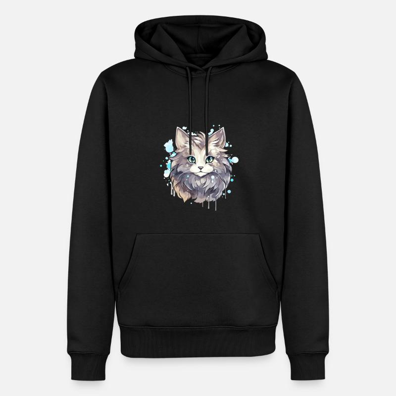 Chat - illustration - Sweat à capuche Premium bio Homme - noir