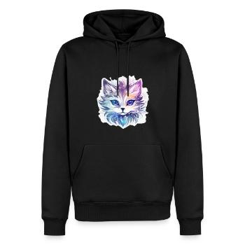 Chat - illustration - Sweat à capuche Premium bio Homme - noir - Devant - Nico (187cm)