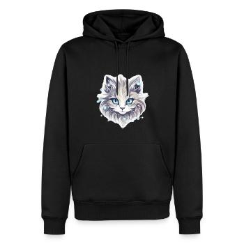 Chat - illustration - Sweat à capuche Premium bio Homme - noir - Devant - Nico (187cm)