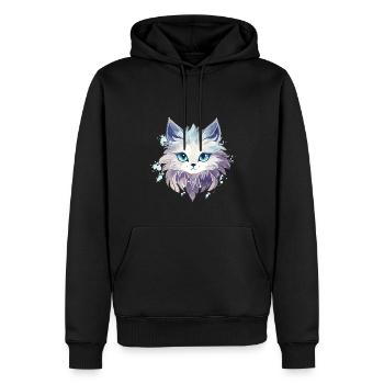 Chat - illustration - Sweat à capuche Premium bio Homme - noir - Devant - Nico (187cm)