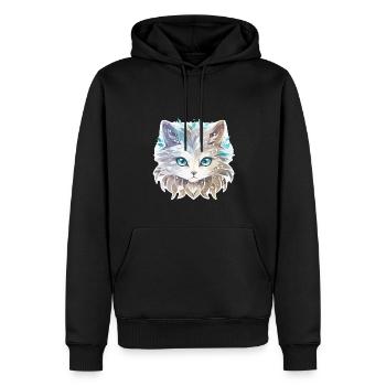 Chat - illustration - Sweat à capuche Premium bio Homme - noir - Devant - Nico (187cm)