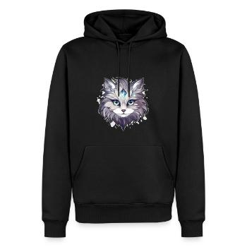 Chat - illustration - Sweat à capuche Premium bio Homme - noir - Devant - Nico (187cm)