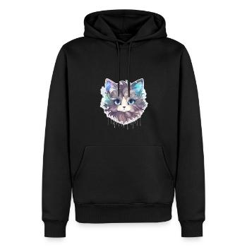Chat - illustration - Sweat à capuche Premium bio Homme - noir - Devant - Nico (187cm)