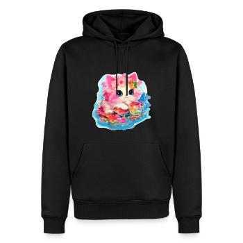 Chat - illustration - Sweat à capuche Premium bio Homme - noir - Devant - Nico (187cm)