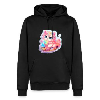 Chat - illustration - Sweat à capuche Premium bio Homme - noir - Devant - Nico (187cm)