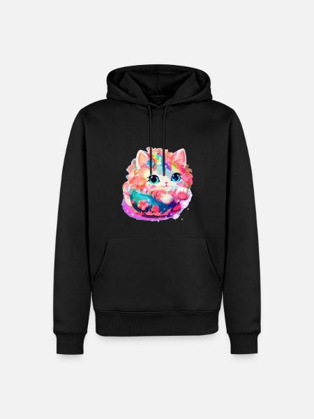 Cat - illustration - Men’s Premium Organic Hoodie - black