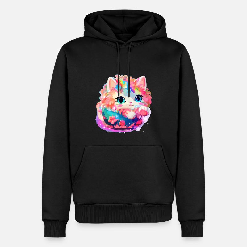 Chat - illustration - Sweat à capuche Premium bio Homme - noir