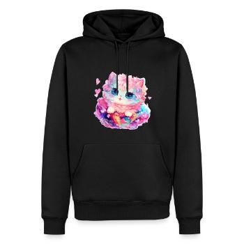 Chat - illustration - Sweat à capuche Premium bio Homme - noir - Devant - Nico (187cm)