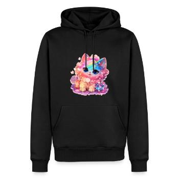 Chat - illustration - Sweat à capuche Premium bio Homme - noir - Devant - Nico (187cm)