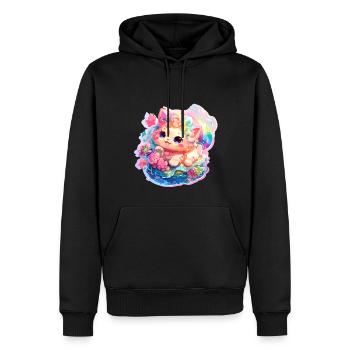 Chat - illustration - Sweat à capuche Premium bio Homme - noir - Devant - Nico (187cm)